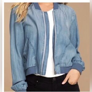 Cloth and Stone Chambray Bomber Jacket Size Medium